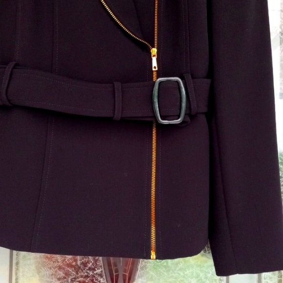 Tahari ASL Arthur S. Levine FullyLined Belt GoldZipper Black BlazerJacket Size 6 - Picture 5 of 11